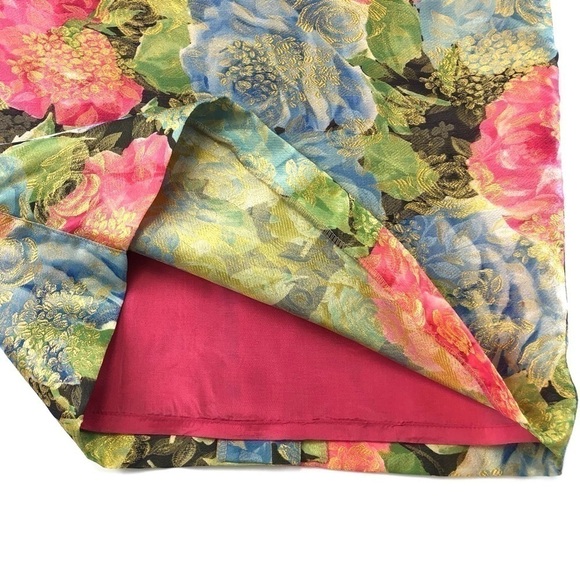 MONDI Vintage green rose jacquard floral print skirt Size 42 - Picture 10 of 13